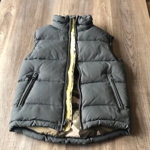 Boys Gray Puffer Vest with Camouflage Accents